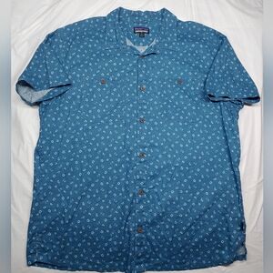 Patagonia Blue Patterned Men's Collared Buttondown Shirt XXL